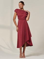 Vermelho - Jolie Moi Asymmmetric Draped Midi Dress - Imagem 4 de 6
