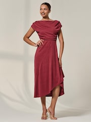 Vermelho - Jolie Moi Asymmmetric Draped Midi Dress - Imagem 5 de 6