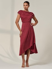 Vermelho - Jolie Moi Asymmmetric Draped Midi Dress - Imagem 6 de 6