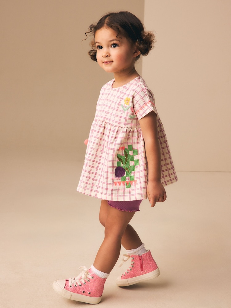 Purple Fruit Embroidery Peplum Top and Cycle Shorts Set (3mths-7yrs) - Image 2 of 6