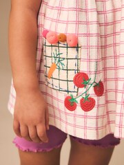 Purple Fruit Embroidery Peplum Top and Cycle Shorts Set (3mths-7yrs) - Image 4 of 6
