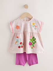 Purple Fruit Embroidery Peplum Top and Cycle Shorts Set (3mths-7yrs) - Image 7 of 11