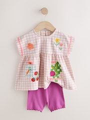Purple Fruit Embroidery Peplum Top and Cycle Shorts Set (3mths-7yrs) - Image 8 of 11