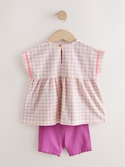 Purple Fruit Embroidery Peplum Top and Cycle Shorts Set (3mths-7yrs) - Image 9 of 11