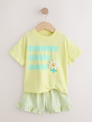 Lime Green Flower - طقم من رداء عُلوي بكُم قصير وشورت (3 أشهر - 7 سنوات) - Image 7 of 10