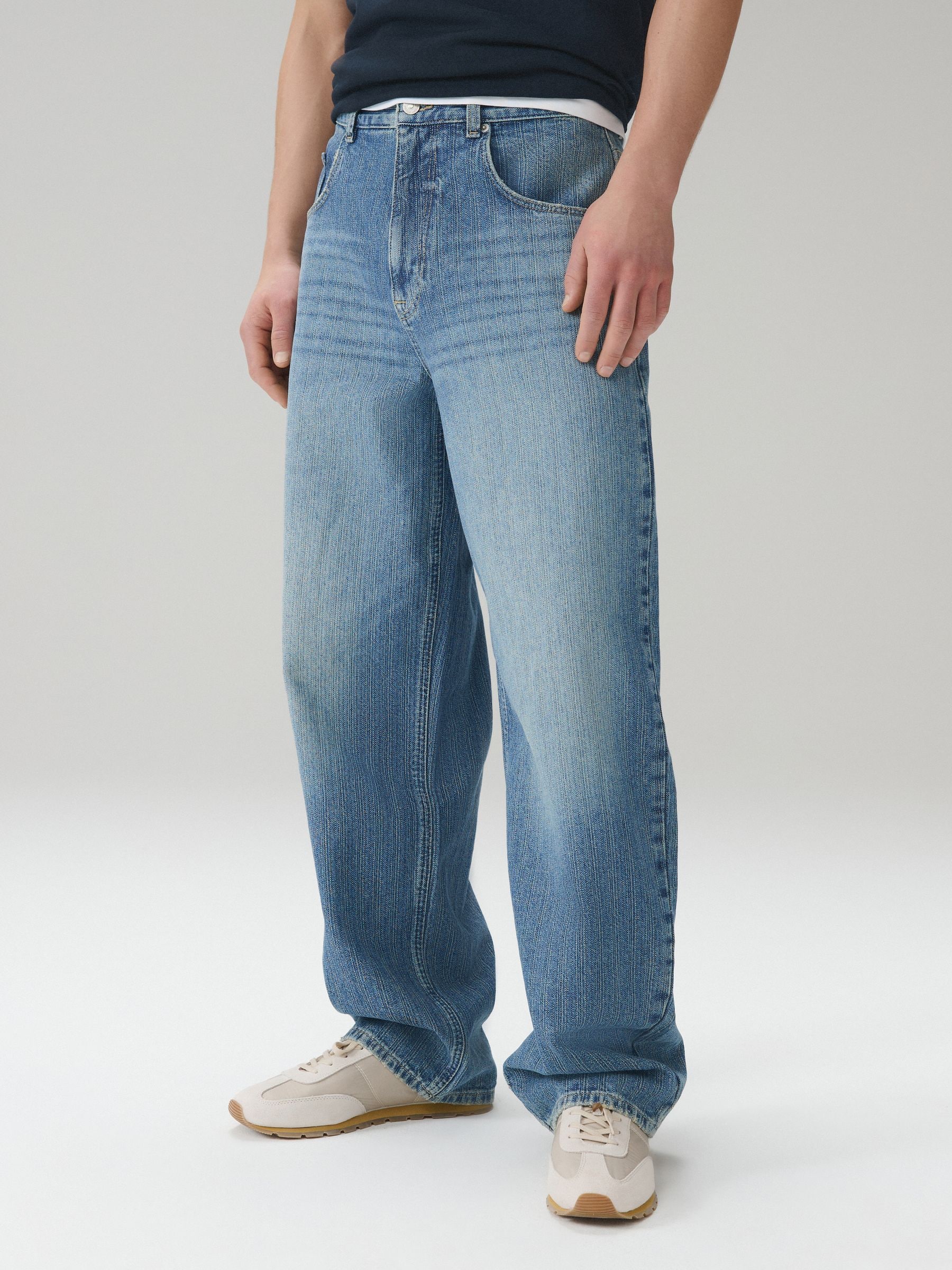 Buy Light Blue Crosshatch Balloon Fit Jeans from Next USA