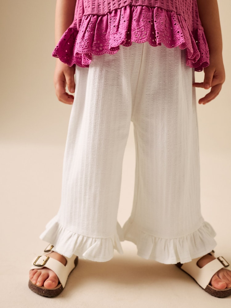 أبيض بيج فاتح - بنطلون بقصة رجل واسعة مع كشكشة (3 شهور - 7 سنوات) - Image 1 of 8