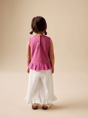 أبيض بيج فاتح - بنطلون بقصة رجل واسعة مع كشكشة (3 شهور - 7 سنوات) - Image 3 of 8