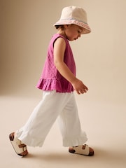 أبيض بيج فاتح - بنطلون بقصة رجل واسعة مع كشكشة (3 شهور - 7 سنوات) - Image 4 of 8