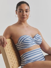 Simply Be Blue Magisculpt Twist Front Bandeau Underwired Bikini Top With Detachable Straps - Image 1 of 4