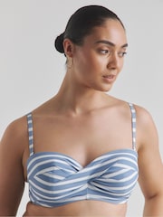 Simply Be Blue Magisculpt Twist Front Bandeau Underwired Bikini Top With Detachable Straps - Image 4 of 4
