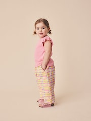 Roz/galben în carouri - Pantaloni drepți (3luni-7ani) - Imaginea 3 din 8