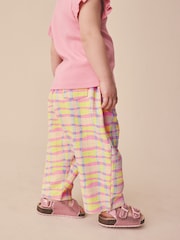 Roz/galben în carouri - Pantaloni drepți (3luni-7ani) - Imaginea 4 din 8