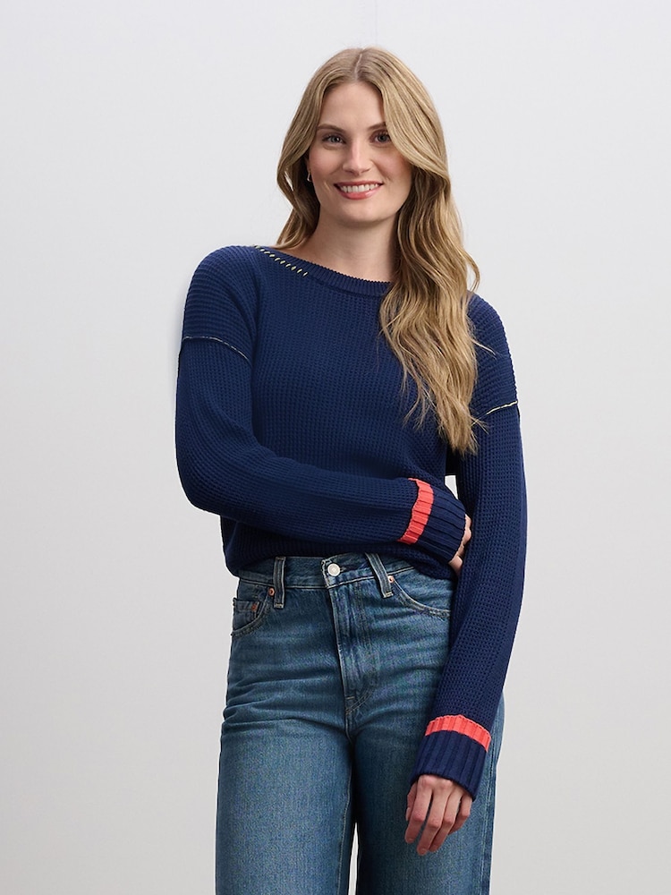 Hatley Waffle Knit Jumper - Navy - Image 2 of 5 Hatley Waffle Knit Jumper - Navy - Image 2 of 5
