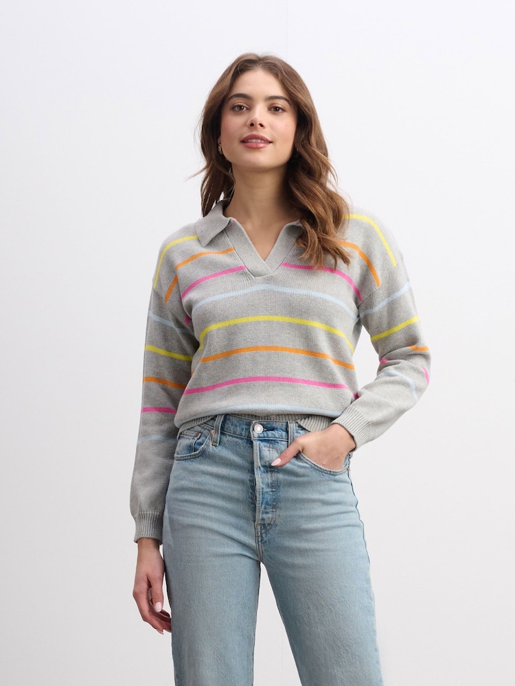 Hatley Johnny Collar Jumper - Sorbet Stripes - Image 1 of 5