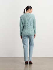 Hatley Green Dylan Cable Knit Jumper - Light Turquoise - Image 2 of 4