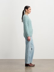 Hatley Green Dylan Cable Knit Jumper - Light Turquoise - Image 3 of 4