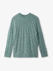 Hatley Green Dylan Cable Knit Jumper - Light Turquoise - Image 4 of 4
