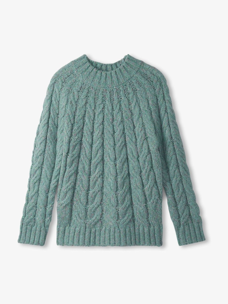 Hatley Green Dylan Cable Knit Jumper - Light Turquoise - Image 4 of 4
