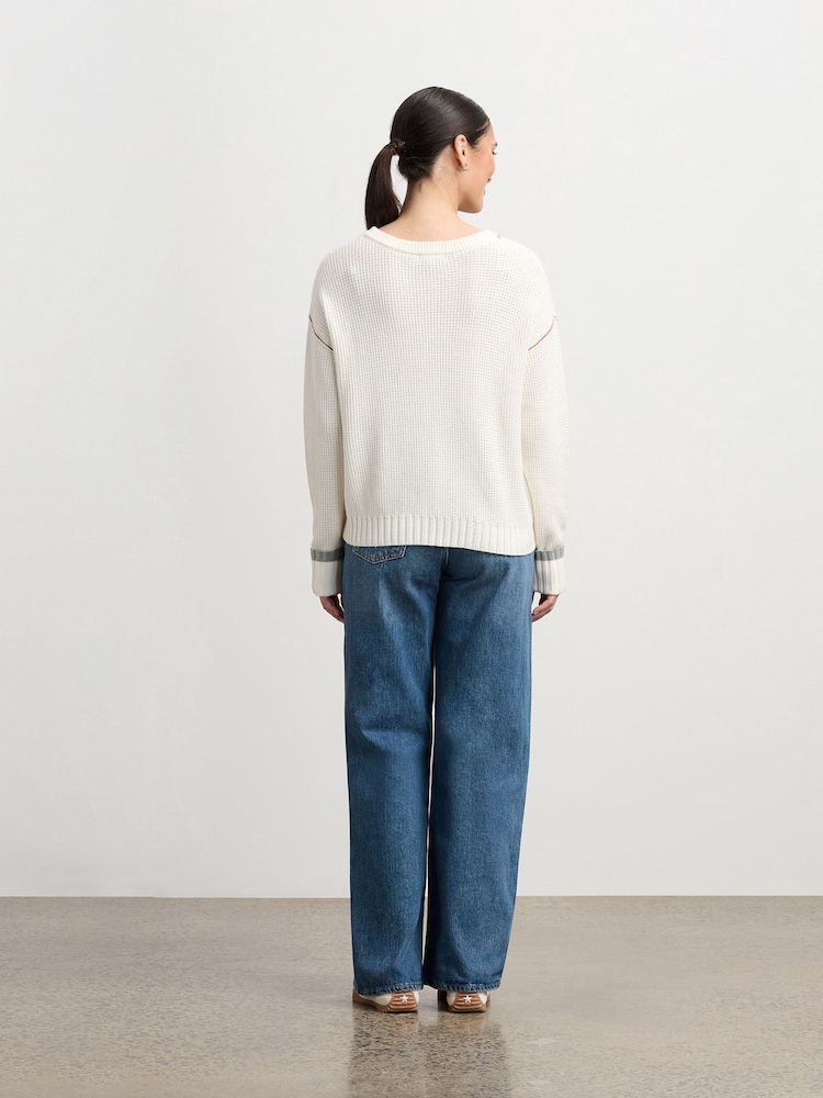 Hatley Waffle Knit Jumper - Cream - Image 2 of 4 Hatley Waffle Knit Jumper - Cream - Image 2 of 4