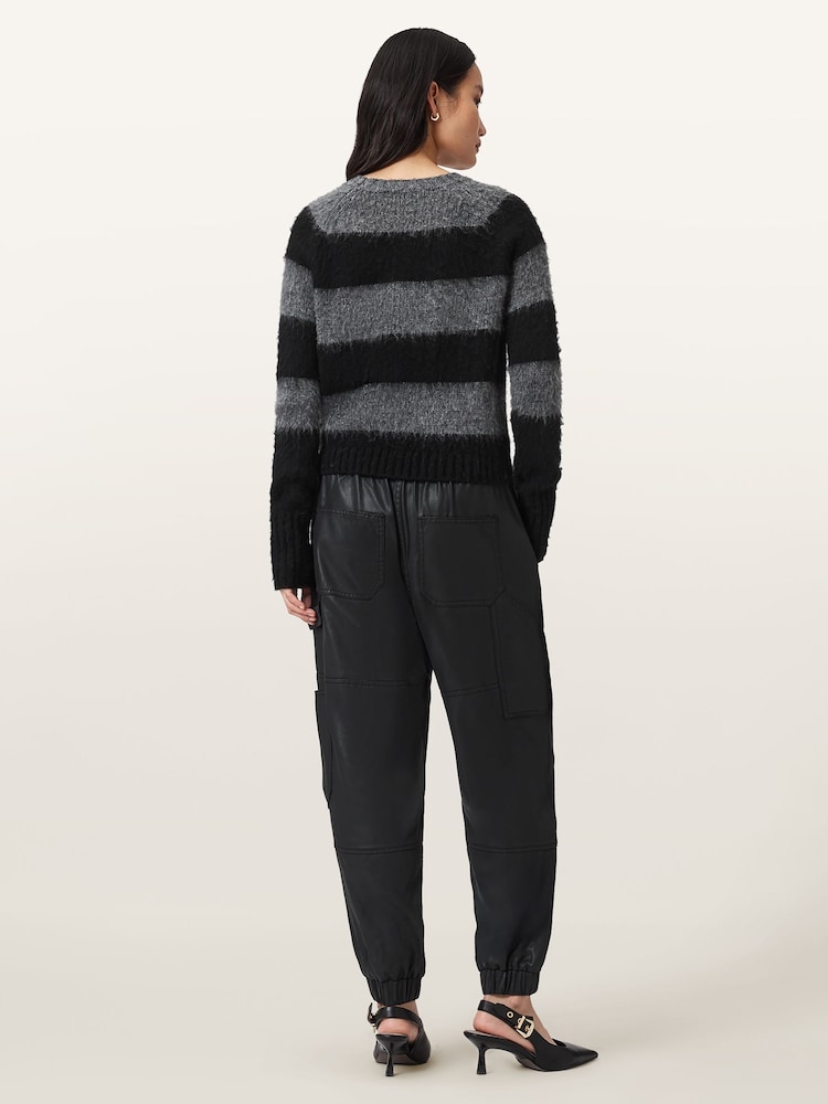 AllSaints Black Mila Denim Trousers - Image 2 of 8
