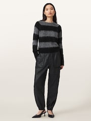 AllSaints Black Mila Denim Trousers - Image 3 of 8