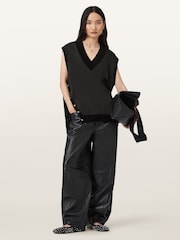 AllSaints Black Bern Stud Tank Top - Image 1 of 8