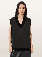 AllSaints Black Bern Stud Tank Top - Image 2 of 8