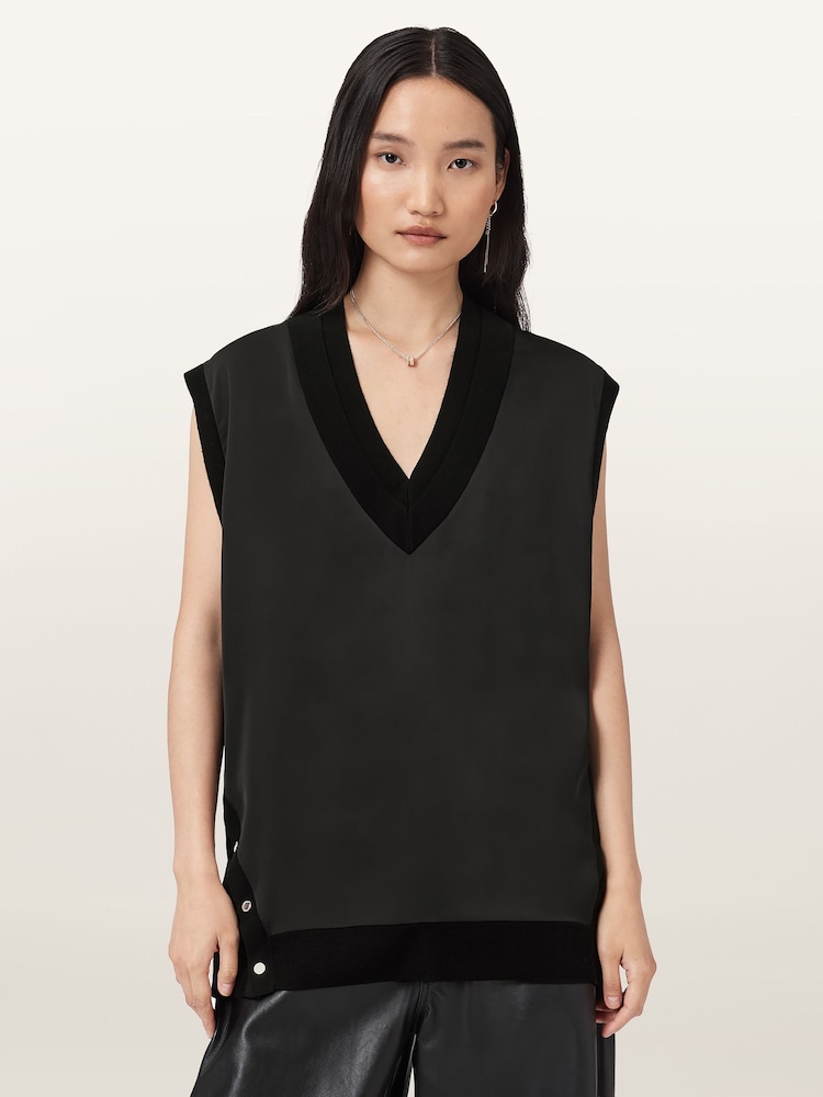 AllSaints Black Bern Stud Tank Top - Image 2 of 8