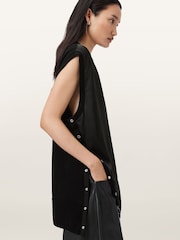 AllSaints Black Bern Stud Tank Top - Image 3 of 8