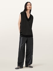 AllSaints Black Bern Stud Tank Top - Image 5 of 8