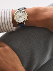 Navy Blue Sparkle Mixed Metal Watch - Image 2 of 5