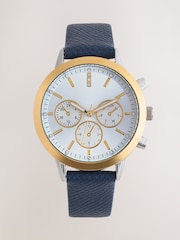 Navy Blue Sparkle Mixed Metal Watch - Image 3 of 5