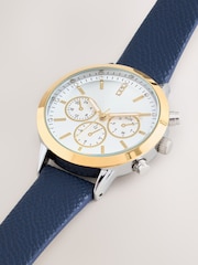 Navy Blue Sparkle Mixed Metal Watch - Image 5 of 5