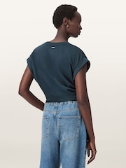 AllSaints Blue Mira Satin T-Shirt - Image 2 of 7
