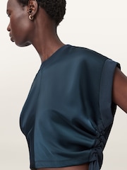 AllSaints Blue Mira Satin T-Shirt - Image 5 of 7