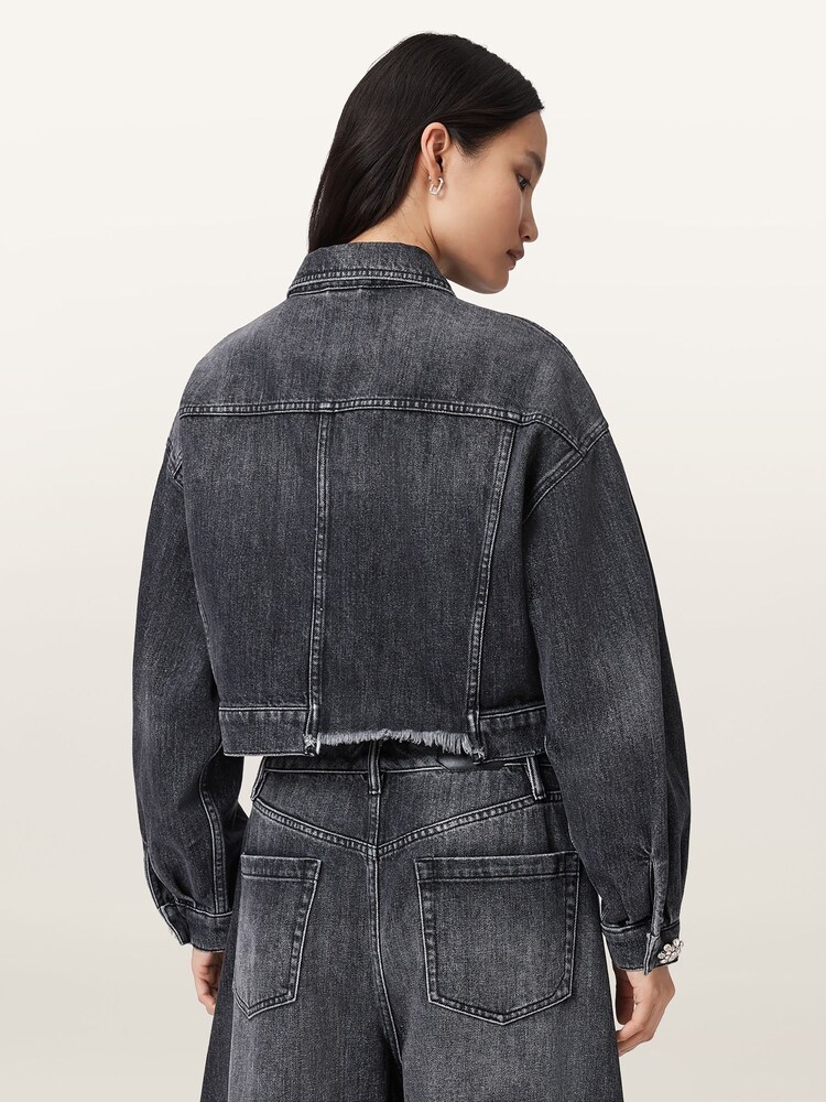 AllSaints Black Beth Denim Jacket - Image 1 of 8
