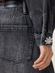 AllSaints Black Beth Denim Jacket - Image 2 of 8