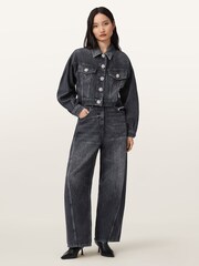 AllSaints Black Beth Denim Jacket - Image 3 of 8