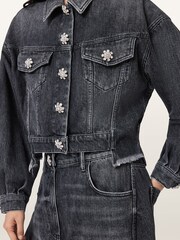 AllSaints Black Beth Denim Jacket - Image 4 of 8