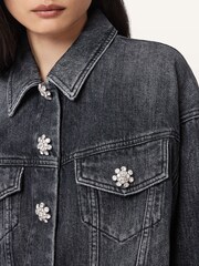 AllSaints Black Beth Denim Jacket - Image 6 of 8