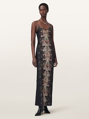 AllSaints Black Bryony Maxi Dress - Image 4 of 7