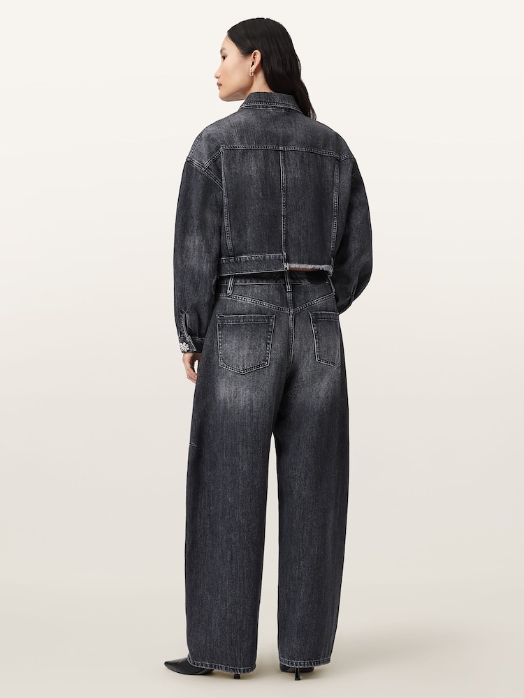 AllSaints Black Carter Barrel Jeans - Image 1 of 8