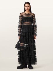 AllSaints Black Arlea Tulle Skirt - Image 4 of 10