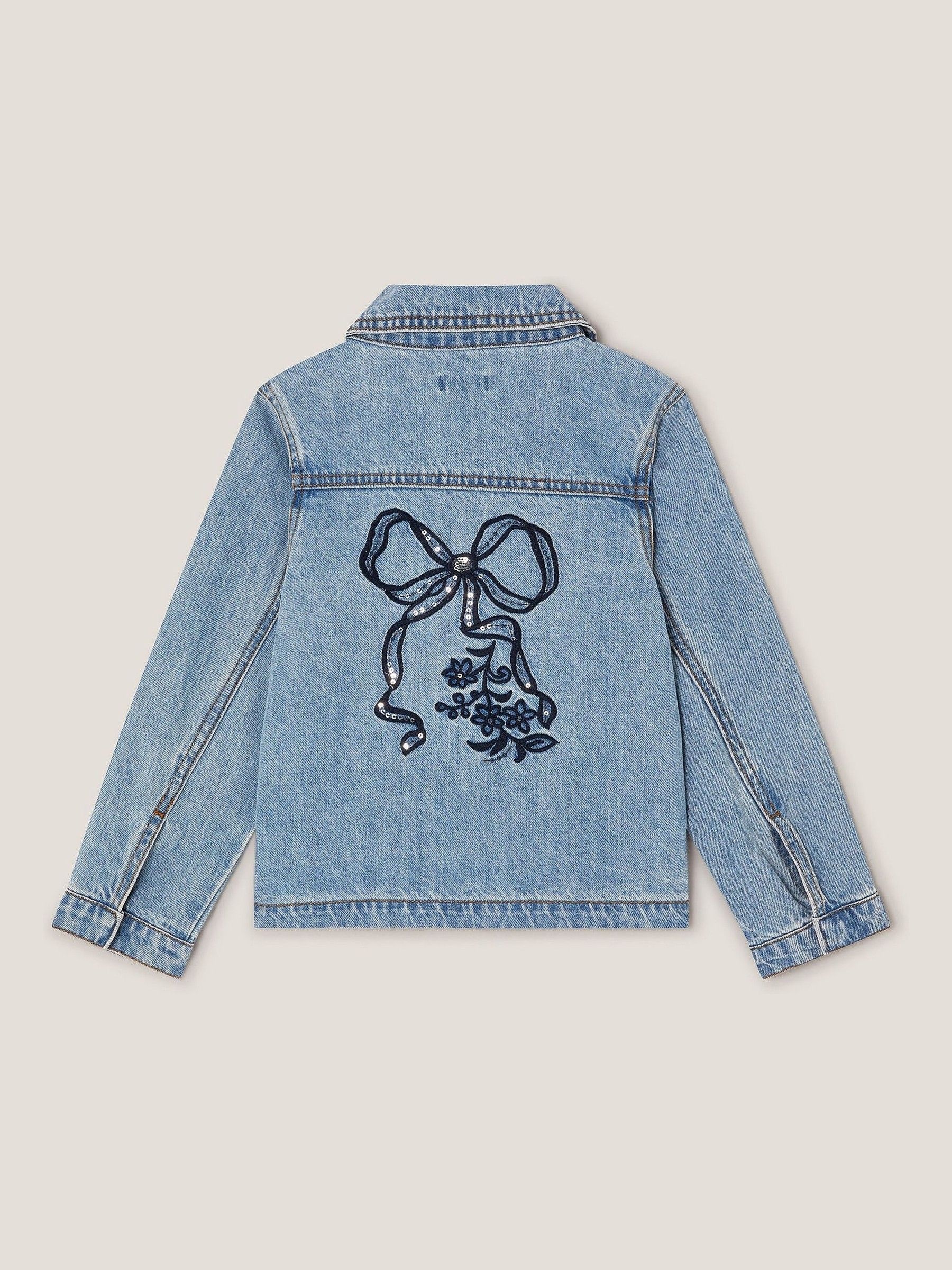 Buy Monsoon Blue Bow Embroidered Denim Jacket from the Next UK