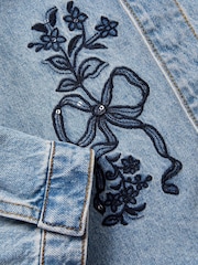 Monsoon Blue Bow Embroidered Denim Jacket - Image 4 of 4