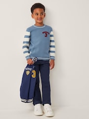 Monsoon Blue Embroidered Stripe Knit Jumper - Image 1 of 4
