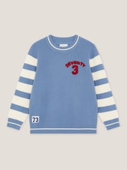 Monsoon Blue Embroidered Stripe Knit Jumper - Image 2 of 4