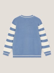 Monsoon Blue Embroidered Stripe Knit Jumper - Image 3 of 4