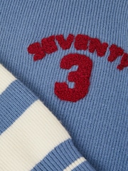 Monsoon Blue Embroidered Stripe Knit Jumper - Image 4 of 4